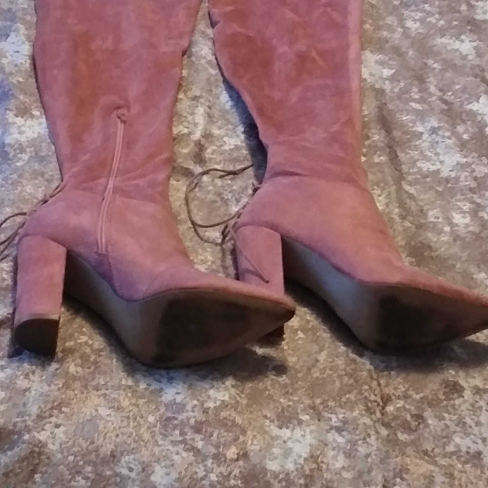Deep Rose Color Heeled Boots